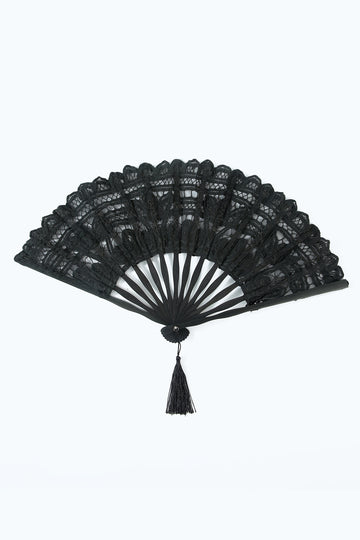 Black 1920s Fan with Fringes